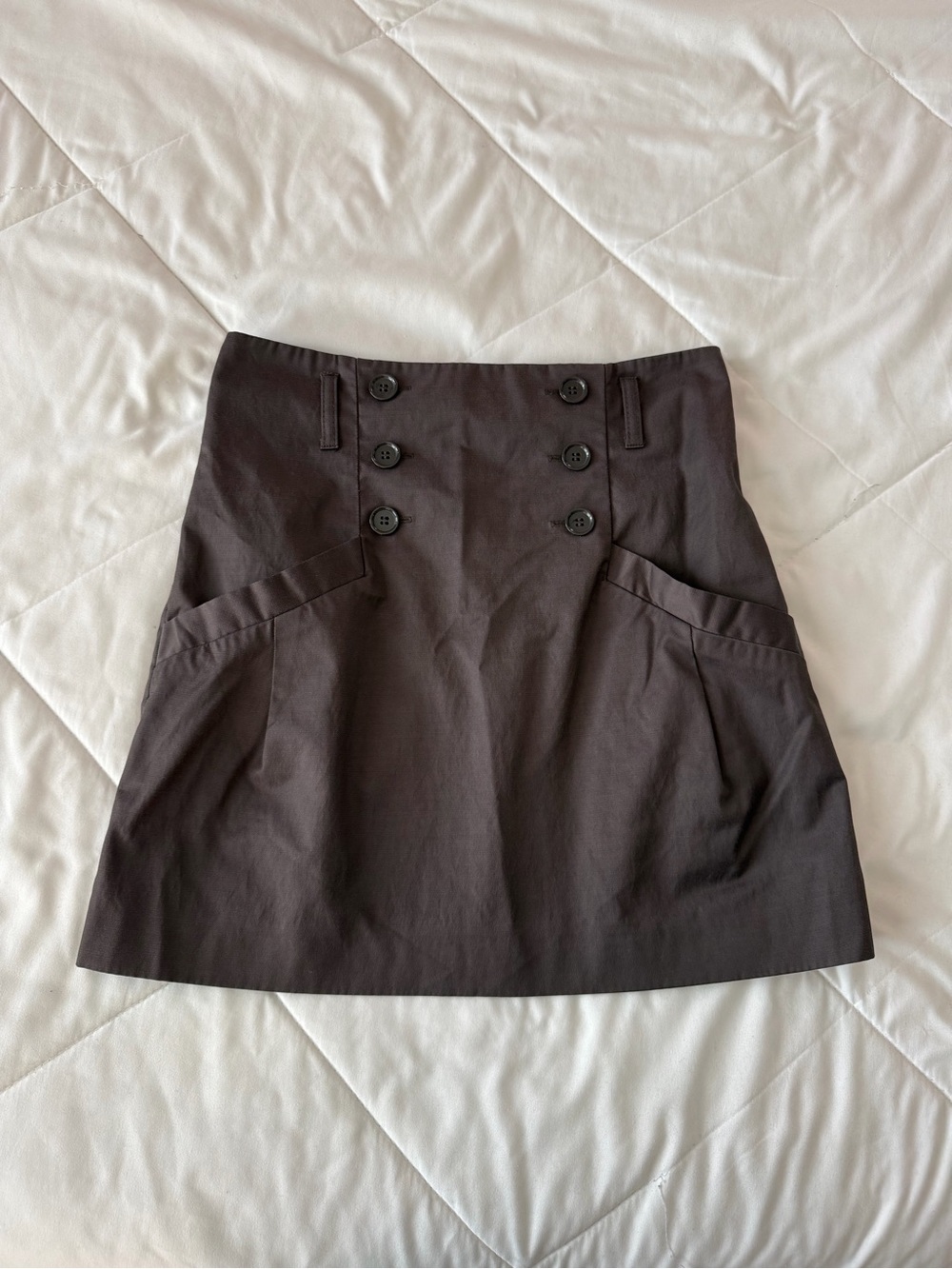 vintage brown office siren Button-Front Women's Skirt